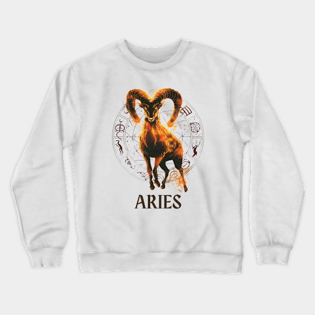 Aries Zodiac Sign Crewneck Sweatshirt by DeanWardDesigns